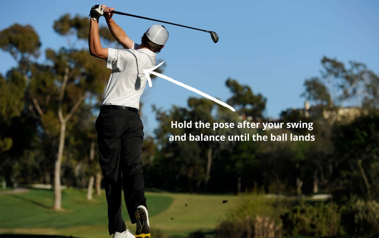 How To Maintain Spine Angle In Your Golf Swing: 5 Expert Tips 8 a golfer holding the golf pose after taking a swing