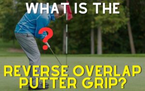 man using the reverse overlap putter grip in golf